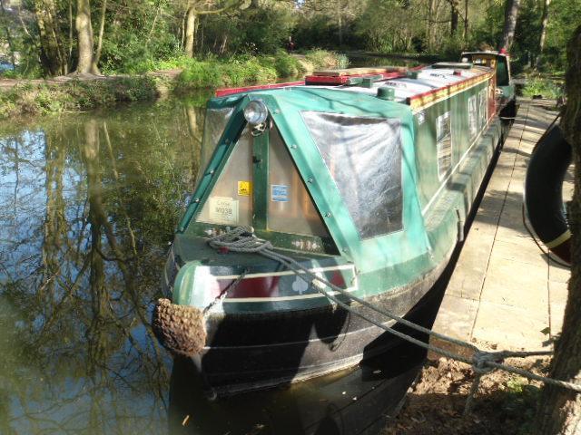 Springer Steel Narrow Boat with Traditional Stern, Basingstoke Canal in Fleet, Hampshire
